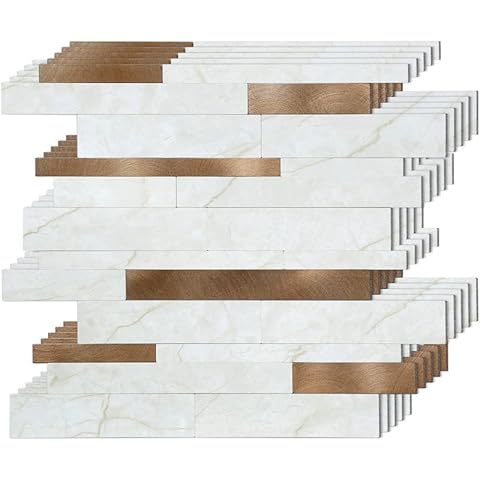 HomeyMosaic Azulejos de pared de PVC de aluminio para pegar y pegar en la cocina del baño Cover