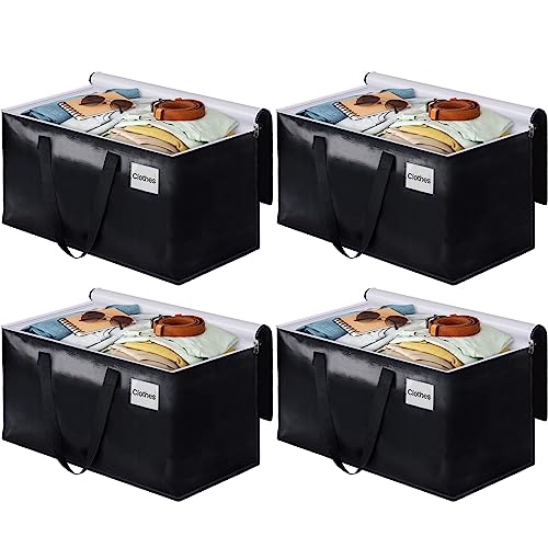 BlissTotes Bolsas de mudanza, cajas de mudanza resistentes con cremalleras superiores y asas resistentes, bolsas de almacenamiento para ahorrar espacio y embalar, suministros de mudanza plegables,