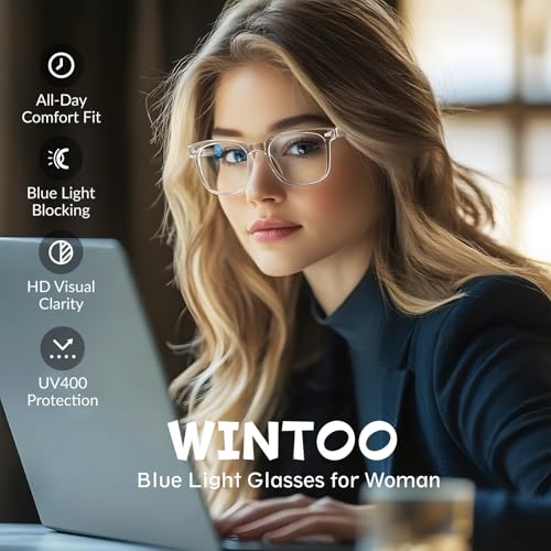 Image of Blue Light Glasses for Woman Men, 99% Blocking Square Frame 5 Pairs | Anti Eyestrain & UV Glare Protection, Computer Blue Light Blocking Glasses for Gaming TV Phone Screen