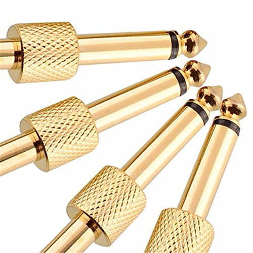 Vizgiz 4 Pack Pedal Coupler 1/4 Inch 6.35Mm 1/4 Male To Male Coupler Jack Plug Adapter Straight Connector For Guitar Effects Pedalboard Accessories Pedal Board Audio Gold Plated Metal Adaptors #TOP1