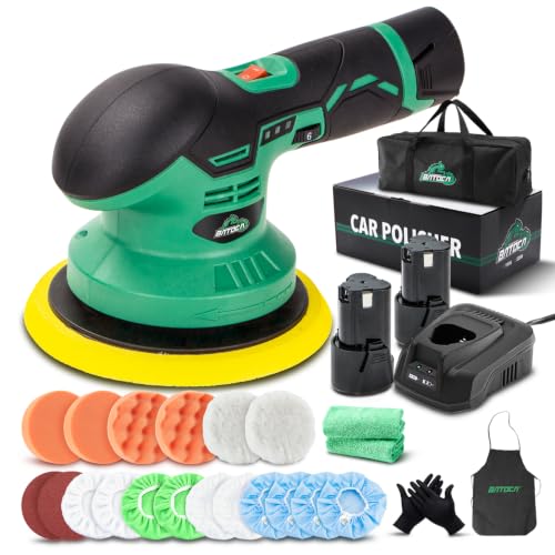 BATOCA S3 Cordless Car Buffer Polisher - 2pcs 2.0Ah 11.1V Lithium-ion Rechargeable Battery Powered...