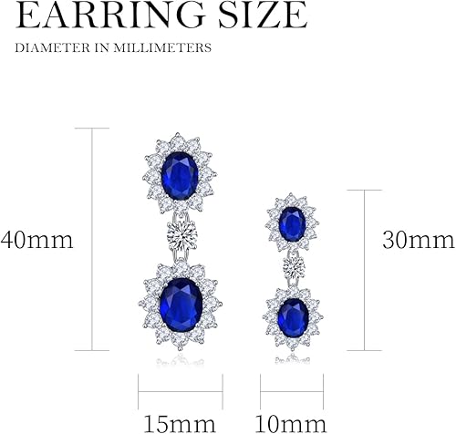 Miniatura 6 de LAVINA Aretes colgantes de circonita cúbica real, estilo princesa, Diana, elegantes, joyería brillante, lujosa, aretes de circonita cúbica para