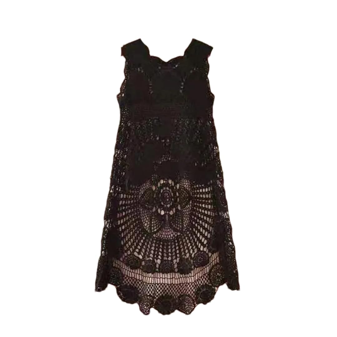 Women Crochet Beach Cover Ups Hollow Out Irregular Beach Knitted Dress Sweater
