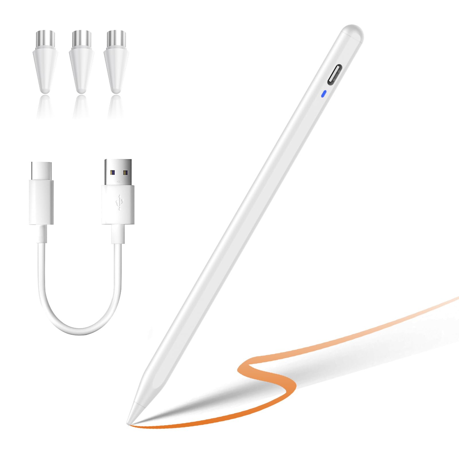 Luntak Stift für Tablet Magnetischer Tablet-Stift mit Typ-C POM-Spitze,Hochpräziser Eingabestift für Android/Samsung/Mi/Huawei/Vivo/Lenovo und andere Android-Smartphones und -Tablets,Weiß