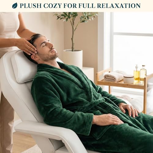 Image of PAVILIA Mens Soft Robe Bathrobe for Men, Lightweight Fleece Male Robe Long Bath Shower Spa