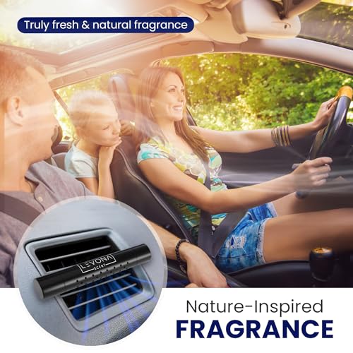 Image of Levona Car Vent Clip: Luxury Car Diffuser - 5 Assorted Scent Sticks Variety Pack - Air Freshener for Men & Women - Black