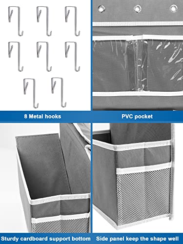 Jarlink 2 Pack 6-Shelf Over Door Hanging Organizer, Wall Mount Storage For Bedroom Or Kitchen, Clear Window And Pvc Pocket For Storage Cosmetics, Stationery, Sundries, Etc (Grey) #TOP3