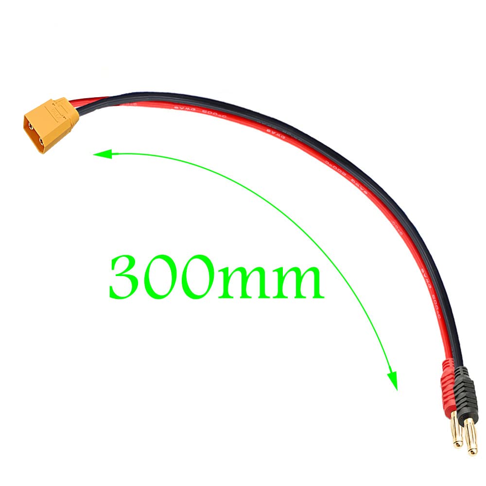 Adaptateur XT90 Vers 4 Mm Banana Plug – Câble 30 Cm 12AWG Pour Charge RC Hélicoptère Drone Quad (Lot De 2)
