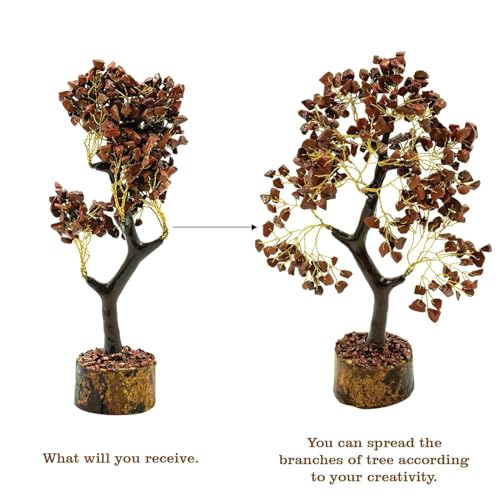 Image of Red Jasper Crystal Tree with 600 Beads for Strength & Stability | 10 Inch Approx | Tree for Positive Energy, Good Luck & Prosperity | Healing Crystal Bonsai for Home