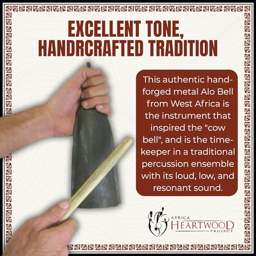 Africa Heartwood Project - Handcrafted African Alo Bell with Stick - Iron Cow Bell - Medium - Thumbnail 6