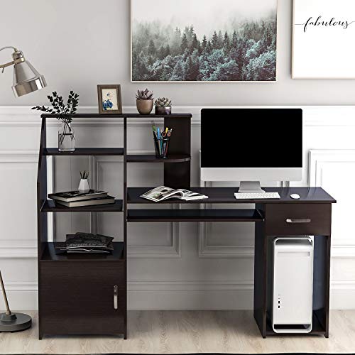 Merax Computer Desk with Cabinet，Home Office Desk, Computer Workstation, Study Writing Desk
