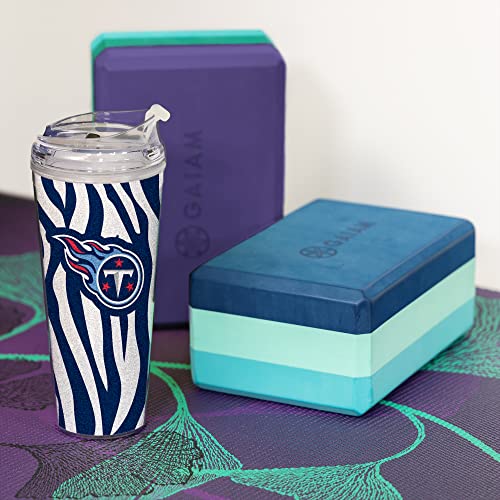 Image of Rico Industries NFL Football Glitter 24oz Acrylic Glitter Tumbler with Hinged Lid, Officially Licensed Double Wall Tumbler with Straw