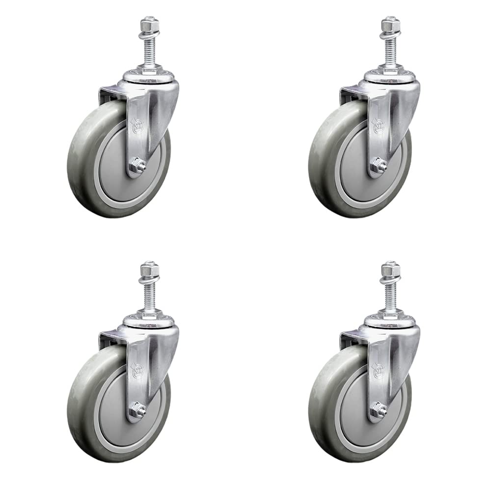 Polyurethane Swivel Threaded Stem Caster Set of 4 w/5
