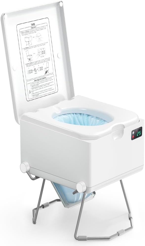 Dry Flush Toilet – Waterless, Odorless, Self-Contained | Rechargeable Portable Toilet for RVs, Van, Boat, Tiny House, Off-Grid | Easier to Use Than Composting or Incinerator Toilets