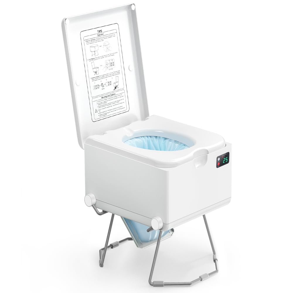 modiwellDry Flush Toilet, Portable Toilet for Camping & Outdoor [Odorless & One-click Flushing & Self Contained] Waterless Toilet for RV, Tiny Homes, Campsite, Hospital, Vans, Boats - White