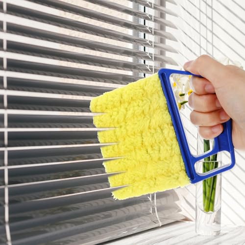 Image of 2pcs Window Venetian Blind Cleaner Duster Tool, 7-Finger Dusting Cleaner Tool for Window Venetian, Washable Shutter Cleaners Brush, Handheld Brush for Air Conditioner Wood Blinds Dust Dirt