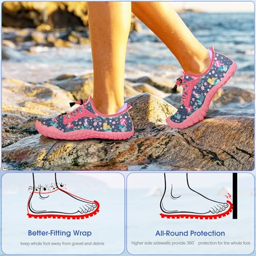 Image of Built-in Heel Grips Water Shoes for Kids Girls Boys Hiking Wide Barefoot Swim Beach Pool Big Kid