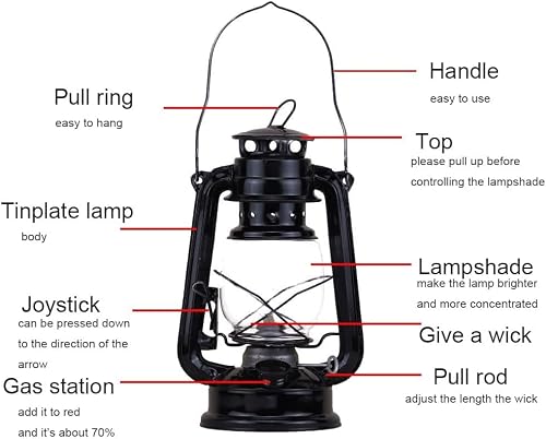 Oil Lamp Lantern Vintage Oil Lantern Lamp 19.5Cm Retro Kerosene Lamp Burning Lantern Camping Classic Hanging Hurricane Lantern Portable Outdoor Lighting Lamp For Garden Porch Decor Tabletop Decor #TOP2