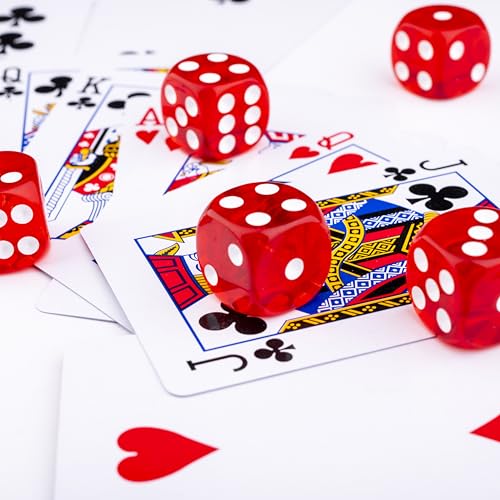 Engelhart - 320921 – Poker-Set – Koffer aus versilbertem Metall – 500 Chips 14 g Erhöhung (25 bis 25000) + 2 Kartenspiele, 3 Croupier-Knöpfe, 5 Würfel