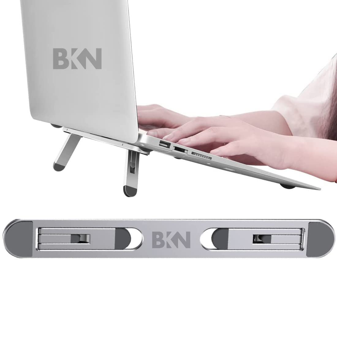 BKN Tabletop Metal Invisible Ultra Slim Portable Laptop Stand and Keyboard Riser Foldable Laptop Stand - Keyboard Feet - Keyboard Stand for Desk - Soporte para Laptop - Silver, 1pcs (B0BTHYSNCJ) Amazon Price History, Amazon Price Tracker