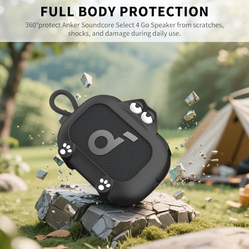 Image of for Anker Soundcore Select 4 Go Speaker Cartoon Cute Silicone Case Cover, Anti Scratch Shockproof Protective Skin Cover Compatible with Soundcore Select 4 Go Bluetooth Shower Speaker (Black)