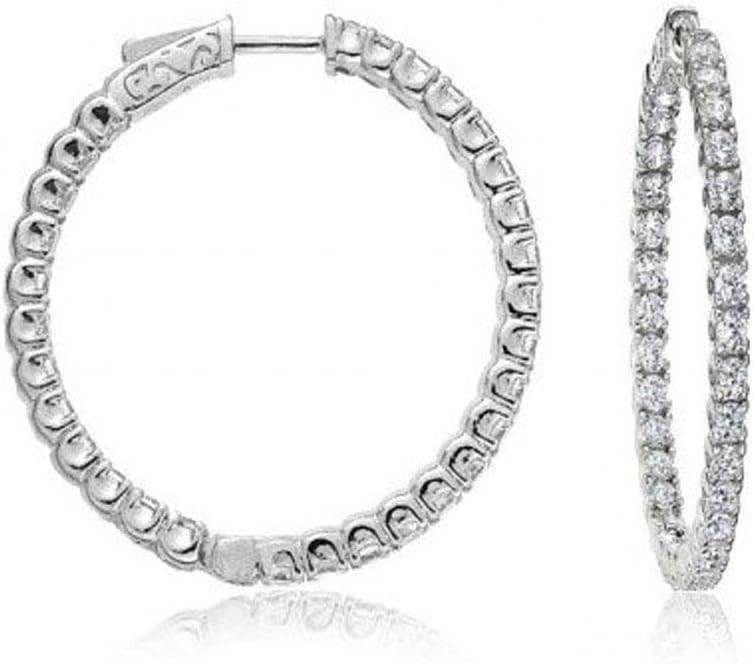 2.00 ct Diamond Hoop Earrings in 14 kt White Gold