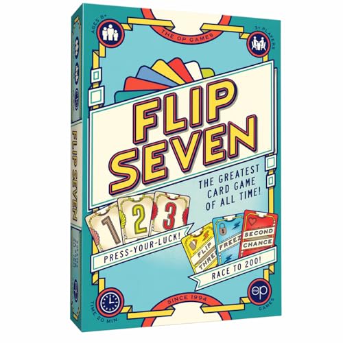Image of The Op Games Flip Seven Card Game, Party Theme, 3+ Players, Ages 8+, 20 Minute Gameplay