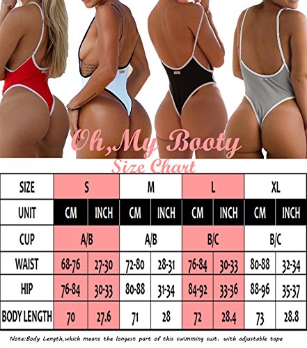 FITTOO Women Monokini Retro Thong One Piece Swimsuit Deep V High Cut Sexy Trikini Push up Strappy Backless S Olive - Thumbnail 2