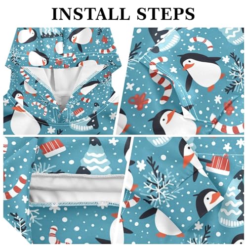 Kids Hoodies Sweaters Christmas Xmas Penguin Hooded Sweatshirts with Big Pockets for Boys Girls B04004313