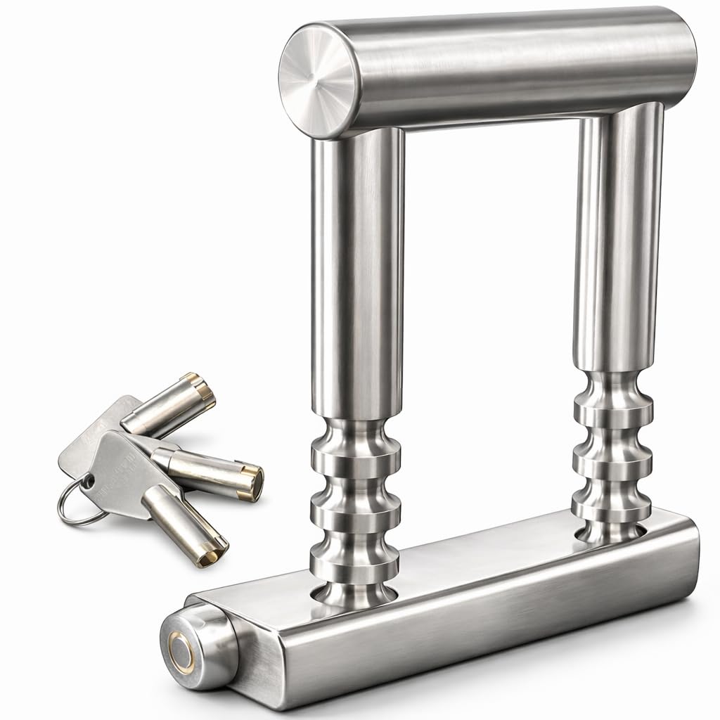 FERPASA® - Candado de Seguridad Extensible - Antirrobo para Verjas, Rejas, Cierres de Tijera, Cierres Extensibles, Cancelas, Puertas de Ballesta - Candado Grande Exterior de 5 posiciones (60-120 mm).
