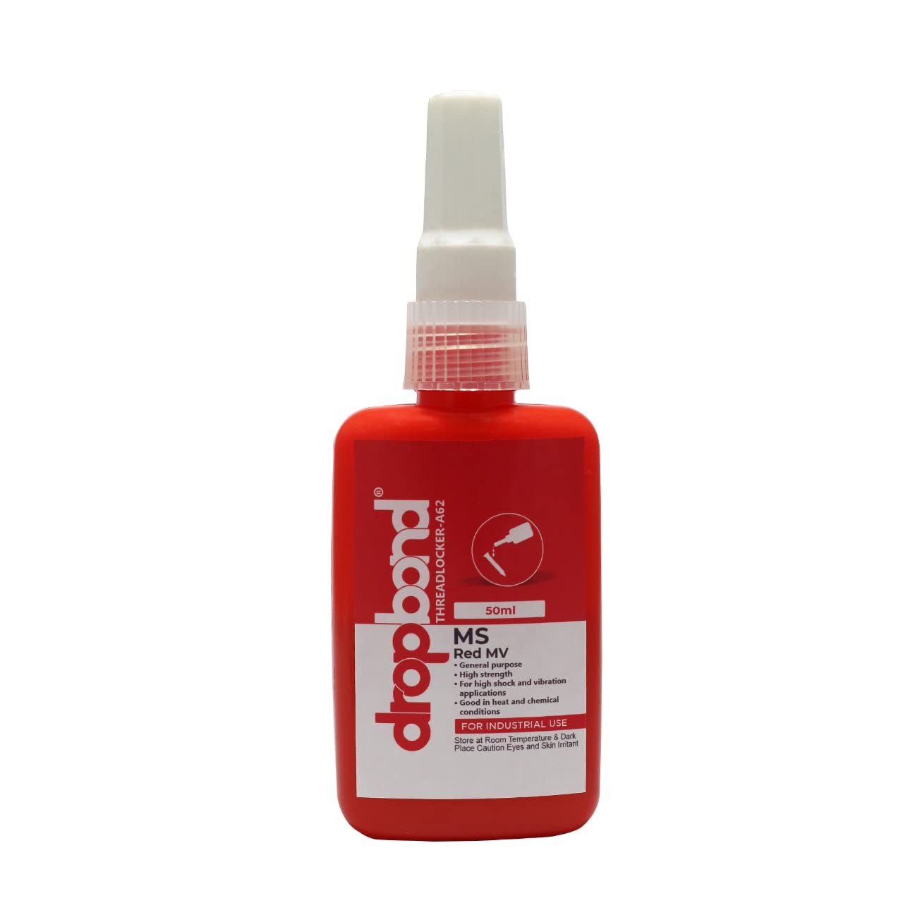 DropBond Threadlocker A62 - Medium to High Strength for High Shock and Vibration Applications in Red Color, Adhesive for Secure Fastening, 50ml for Reliable Thread Locking in Demanding Conditions