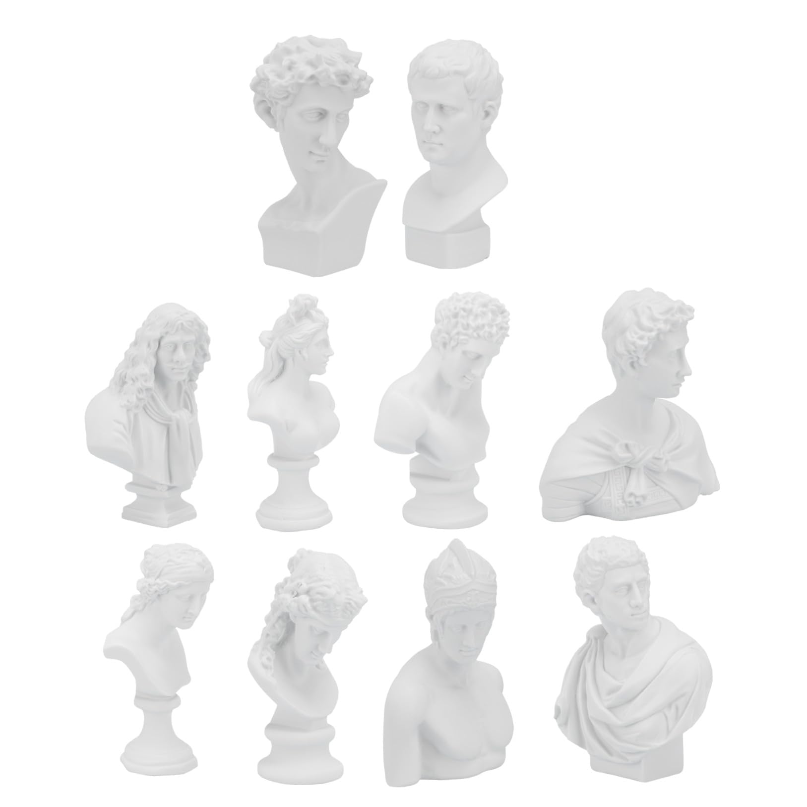 Statues en plâtre et résine pour salon moderne : lot de 10 figurines déco de table