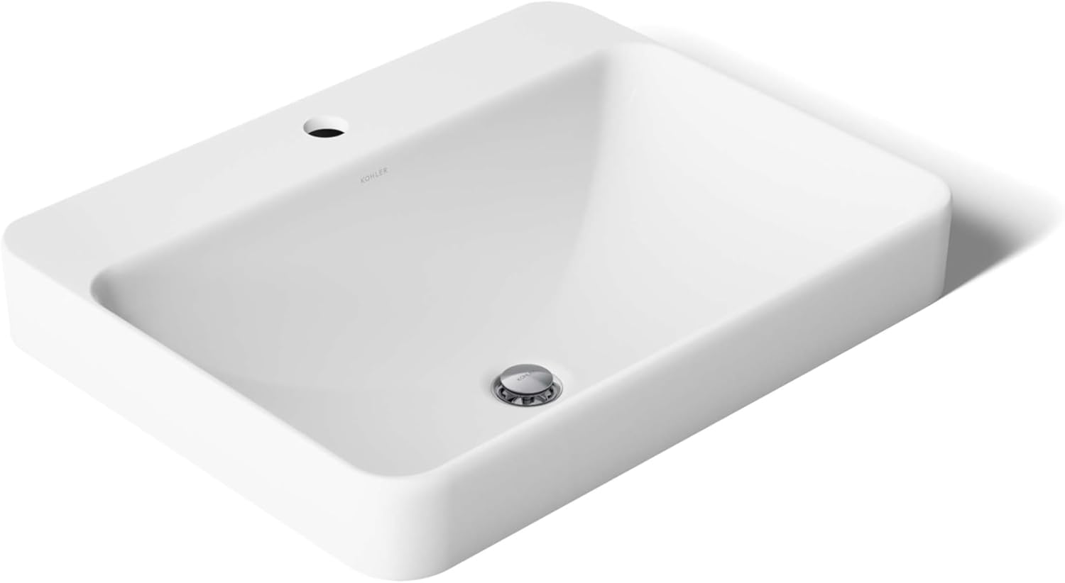 KOHLER K-2660-8-7 Vox Rectangle Vessel Above-Counter Bathroom Sink with 8-Inch Widespread Faucet Holes, Black