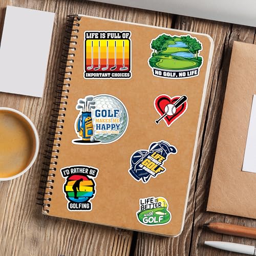 Image of Golf Stickers 50 Pieces Vinyl Waterproof Decal for Laptop Water Bottle Phone Car Window Bike Motorcycle Stakeboard Scrapbook Golfing Sticker Gifts