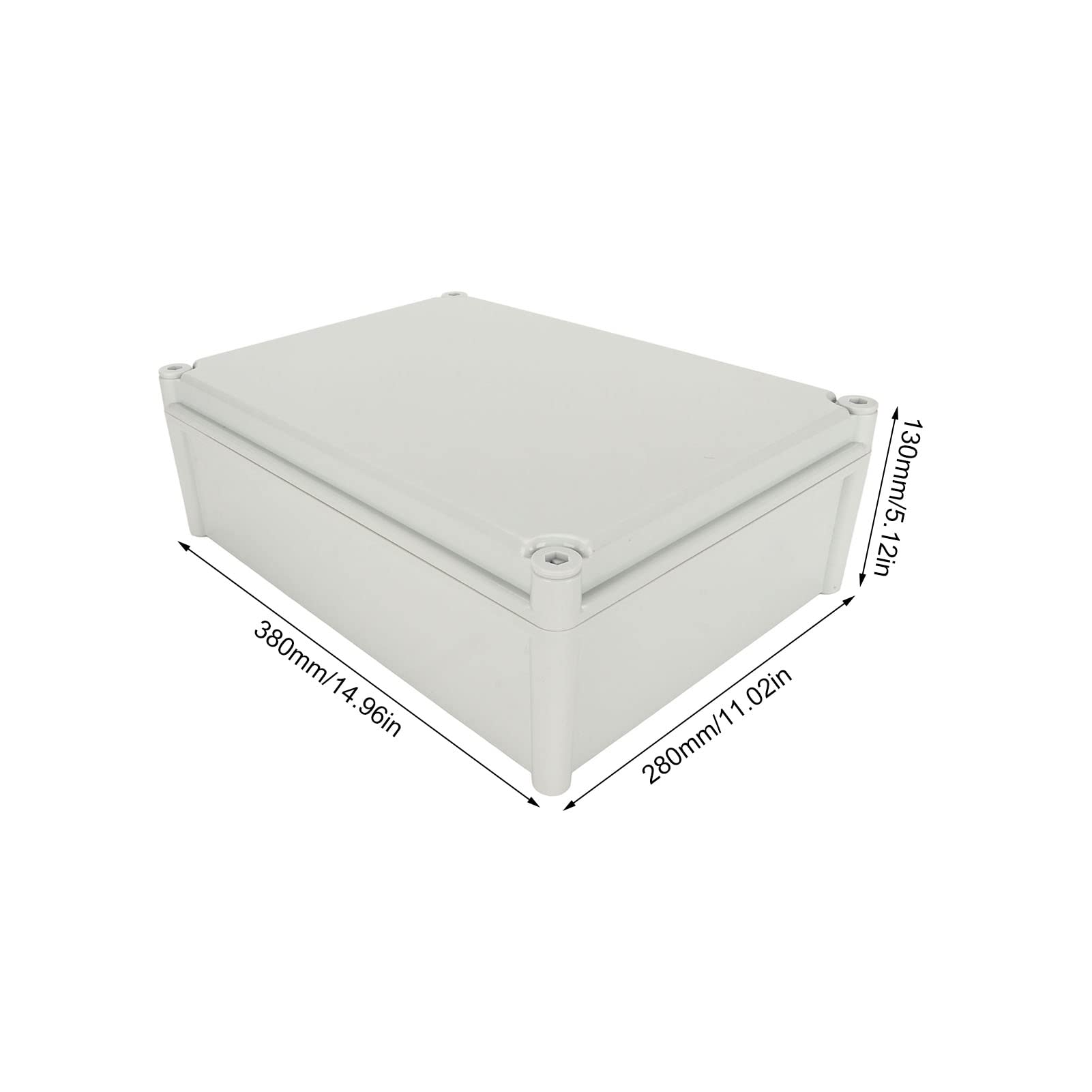 Szara Elektryczna Skrzynka Przyłączeniowa, Wodoodporna Obudowa IP67 z płytą montażową do Użytku na Zewnątrz, Trwały materiał ABS, Wymiary 14,96 X 11,02 X 5,12 Cala