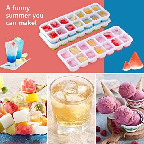 Image of MARKWELL Ice Cube Tray, 2 Pack, 28 Ice Cubes, Easy Release Silicone, Ice Cube Tray, BPA Free and LFGB Certified, Stackable, for Freezer, Baby Porridge, Whisky