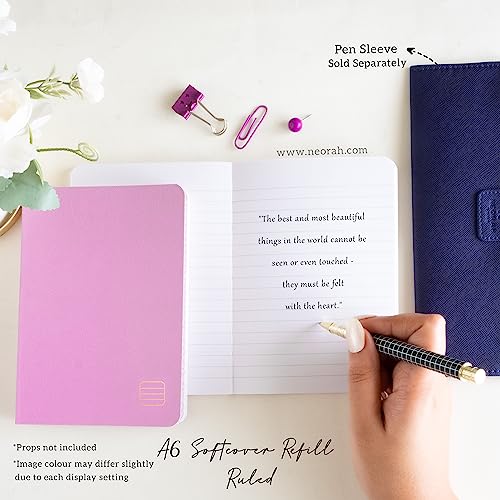 Image of NEORAH - A6 Ruled Notebook SOFT COVER | Organiser REFILL | Ruled Journal | 110 GSM | 160 pages (Size 14.8 cm x 10.5 cm) Planner Journaling Writing Note Taking Diary, Travellers Journal -LAVENDER