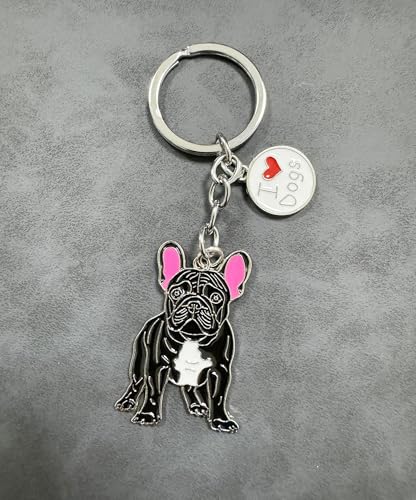 BT Bear Schlüsselanhänger, Hundemarke, niedlicher Metall-Schlüsselanhänger, Taschenanhänger, Französische Bulldogge, Schwarz, 10