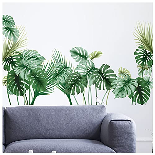 Daljiafa G15-DECALS-LEAF62-2PCS33 Big Green Leaf Wall Stickers Tropical Plant Leaves Window Decals Wall Murals Wall Art Decorative Sticker For Kids Home Living Room Bedroom Nursery Playroom Jungle Party Decor Decorations Supplies cover