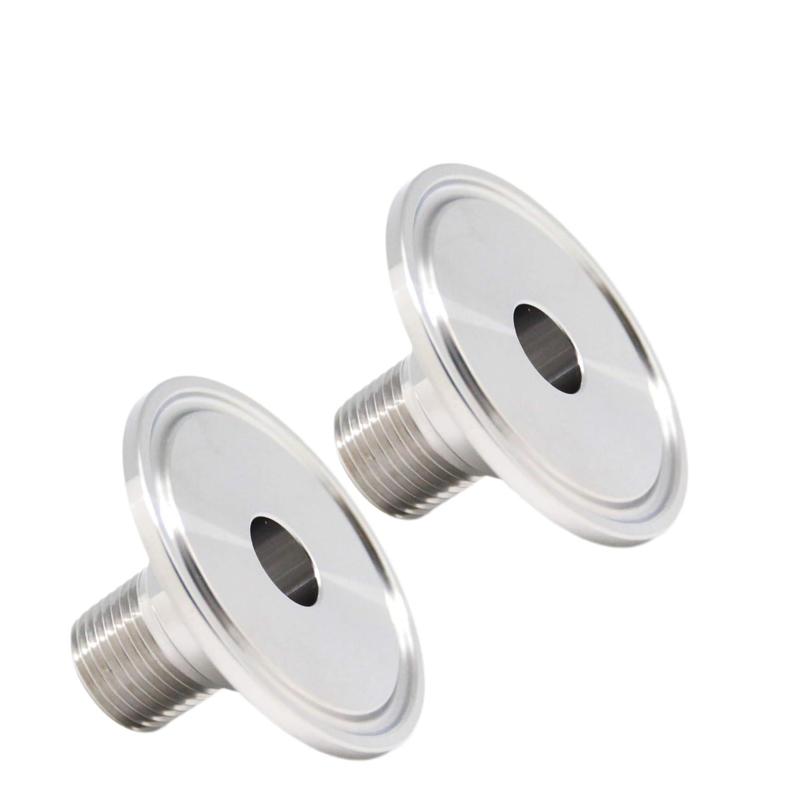 QiiMii 1.5" Tri Clamp Tri Clover Fittings to NPT 3/8" Male Thread Adaptor SS304 2 PACK