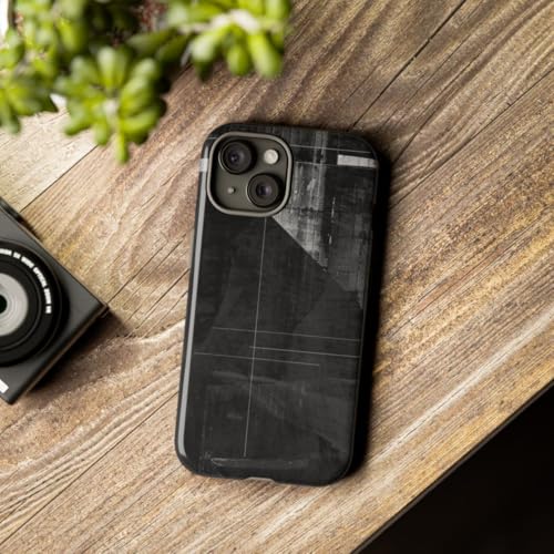 Coque de protection iPhone 15 rigide texture abstraite géométrique édition brillante noire - 3