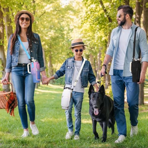 Image of House of Quirk Water Bottle Carrier Bag with Phone Pocket for Stanley 40 /30 oz Tumbler Neoprene Water Bottle Holder Pouch with Adjustable Strap (Black)