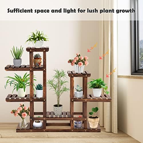 Maxmass 4/5/6 Tier Flower Stand, Wood Plant Display Shelf, Indoor Outdoor Planter Rack Storage Organizer Holder for Balcony, Garden, Patio, Living Room (6-Tier, 120 x 25 x 97cm)