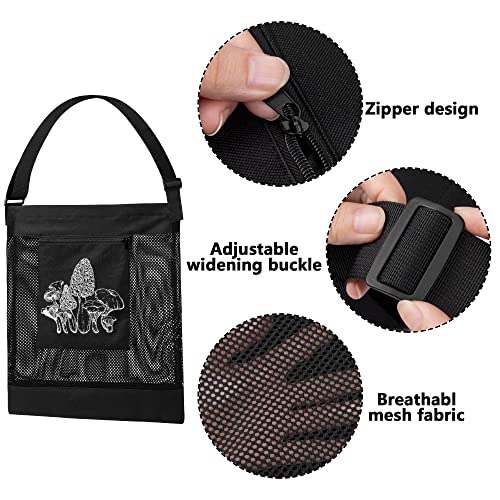 2Pcs Mushroom Hunting Bag,Mesh Pouch Harvesting Bag, Mushroom Foraging Bag, Outdoor Foraging Pouch For Mushroom,Fruit Picking (Black) #TOP2