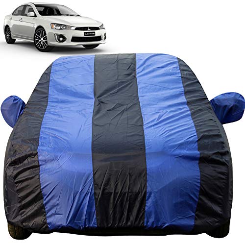 Image of Autofact Car Body Cover with Mirror Pockets Compatible for Mitsubishi Lancer (Triple Stitched, Bottom Fully Elastic, Royal Blue Color)