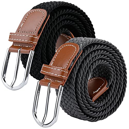 Defrsk Ceinture élastique en cuir tressé pour homme et femme - Ceinture tressée élastique - Unisexe, Couleur B, taille unique Cover