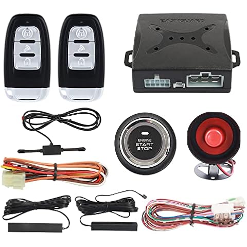 EASYGUARD EC003 Smart Key PKE Passive Keyless Entry Car Alarm System Push Start Button Remote Engine Start Remote Trunk Release DC12V Cover