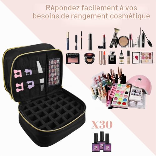 ADERTOS Trousse de Maquillage Organisateur de Vernis à Ongles Sac de Rangement pour Vernis à Ongles Etui à Vernis à Ongles Rangement Onglerie Malette Manucure Double Couche pour Fournitures d'Ongles – vue 5