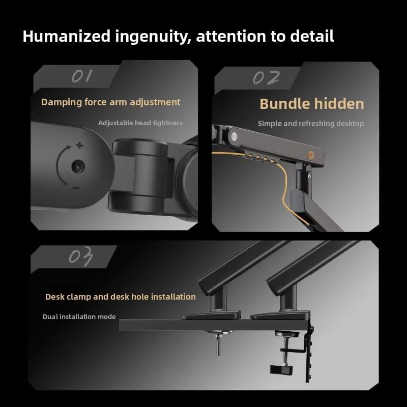 Image of NB Ergonomic 17-32 inch Monitor Desk Arm 360 Degree Movement Heavy Duty 2-12 kgs Load Capacity (Black, Dual Arm)
