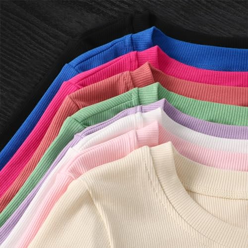 Chulianyouhuo Women's Crew Neck Ribbed Fitted T Shirt Short Sleeve Slim Casual Basic Summer Tops Tees4